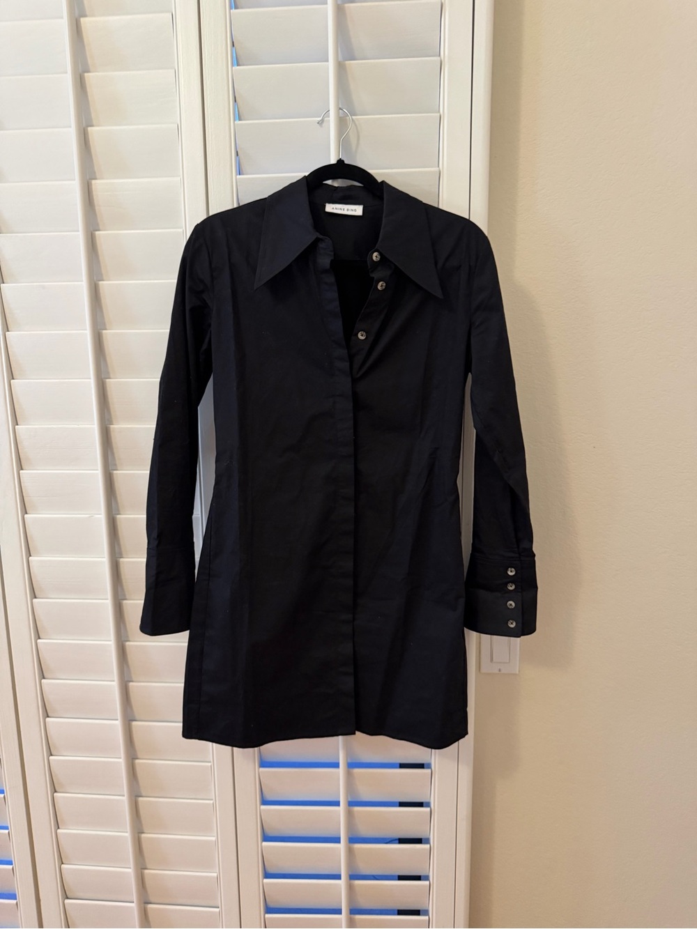 Anine Bing Long Sleeve Black Mini Dress
